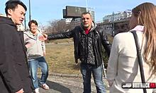 Beautiful sarah kay gets cum on big ass in public!