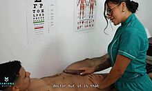 a very slutty doctor takes advantage of her patient to get cum in her ass - mariana martix & angel cruz