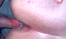 doggy style fucking while she's on her period, intense and messy anal creampie