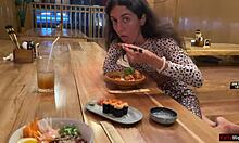 I suck dick in sushi bar toilet, eat cum rolls