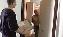The postman catches tight German teen Tini and convinces her to fuck.