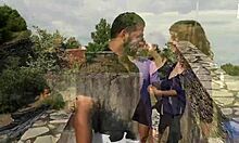 Melany experiences big adrenaline in outdoor group adventure with natural tits