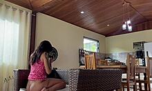 Casada gets caught giving anal to her husband's friends in interracial action