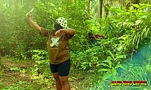 Amateur BBW Babe's Outdoor Bush Sex During Vacation!