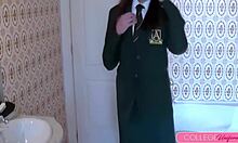 Uniformed Coed Sarah Louise's Wild Wet Bathtub Orgasm