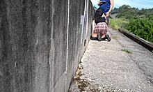 hot chubby girl fucking in the street in front of people, so wild!