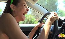 Lesbian Friend Enters Brunette's Car