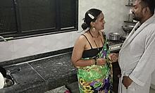 Indian couple enjoying subtle kitchen moments together