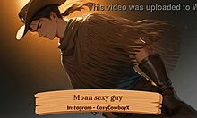 That sexy guy is moaning loudly during his solo orgasm session.