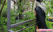 Rebecca Nikson offers Turman Merman a place to stay, leading to blowjob, doggystyle, and creampie