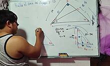 student nerd solves x in sexual math triangle with teacher