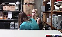 A young couple gets busted fucking in a store by a mall cop.