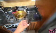 Blonde Stepmother And I Chat In Kitchen Before Fucking