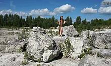 topless dance in white stone quarry