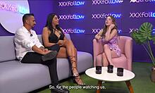 Melany Latina's hot wife gets fucked by Tommy Miller in XXXfollow sessions, her big tits and ass on display. Dani Ortiz podcasts the action.