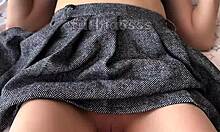 Asian stepdaddy teasing rubbing masturbating shaved pussy and cum inside