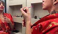 Brunette with big clitoris cheats on future husband with two guys