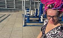 Filming a wild vacation adventure with spanking.