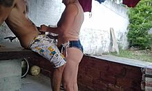 maid seduces me in shorts till we fuck on the balcony 😏