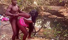 perfect boobs village girl fucked roughly in the stream by big black cock