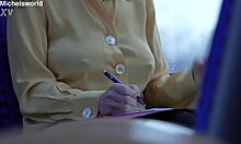 Slave wife flashes braless tits downblouse in public!