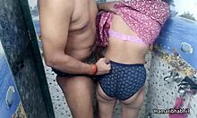 indian desi bhabhi gives handjob husband cums on blue panty