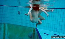 Hot Russian girls enjoy a relaxing swim in the pool