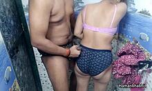 indian desi bhabhi gives handjob husband cums on blue panty