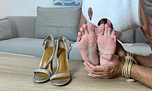 Horny Boyfriend Sniffs Stinky Feet Of Girlfriend.