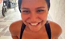 Horny Colombian Feels Excited Taking Boyfriend's Penis On Street And Sucking It
