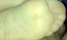 Homemade Sensual Footjob With Tan Stockings