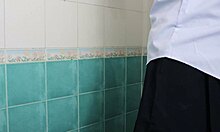 i feel so naughty secretly playing with my pussy in the school bathroom, squirting with a dildo