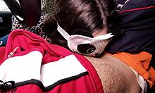 I gave a beautiful blowjob in the car with amateur couple elivalove