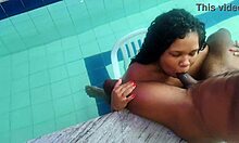 BBW Latina Sucks Big Black Cock Sitting Until Cum in Mouth