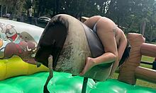 brazilian amateur rides jet ski and mechanical bull in thong bikini