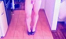 Veronica the tranny babe trains with dildo toys!