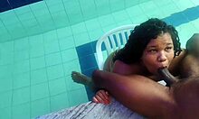 BBW Latina Sucks Big Black Cock Sitting Until Cum in Mouth