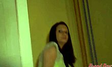 Petite brunette peyton sucks a big cock and gets her pussy pounded