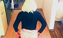 Veronica the tranny babe trains with dildo toys!