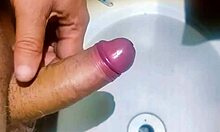 Man hidden in bathtub sink jerks off