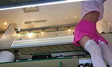 boss plays with sexy shop assistant pussy while she chats with customer 😏