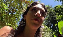 facial in public locker room and walk at waterfall