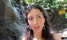 facial in public locker room and walk at waterfall