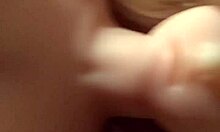 Blonde teen plays with toy, receives cumshot on huge tits