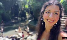 facial in public locker room and walk at waterfall