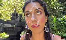 facial in public locker room and walk at waterfall