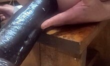 Huge Hankeys dildos on fucking machine