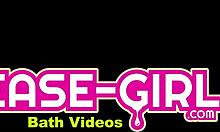 Sexy Brunette Teen Student Enjoys Bath Time