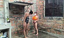 my neighbors diplomacy ends in an exciting way we get together in the shower and get excited while we spray water on our skin