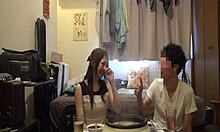 Asian girl enjoys full fucking and blowjob session